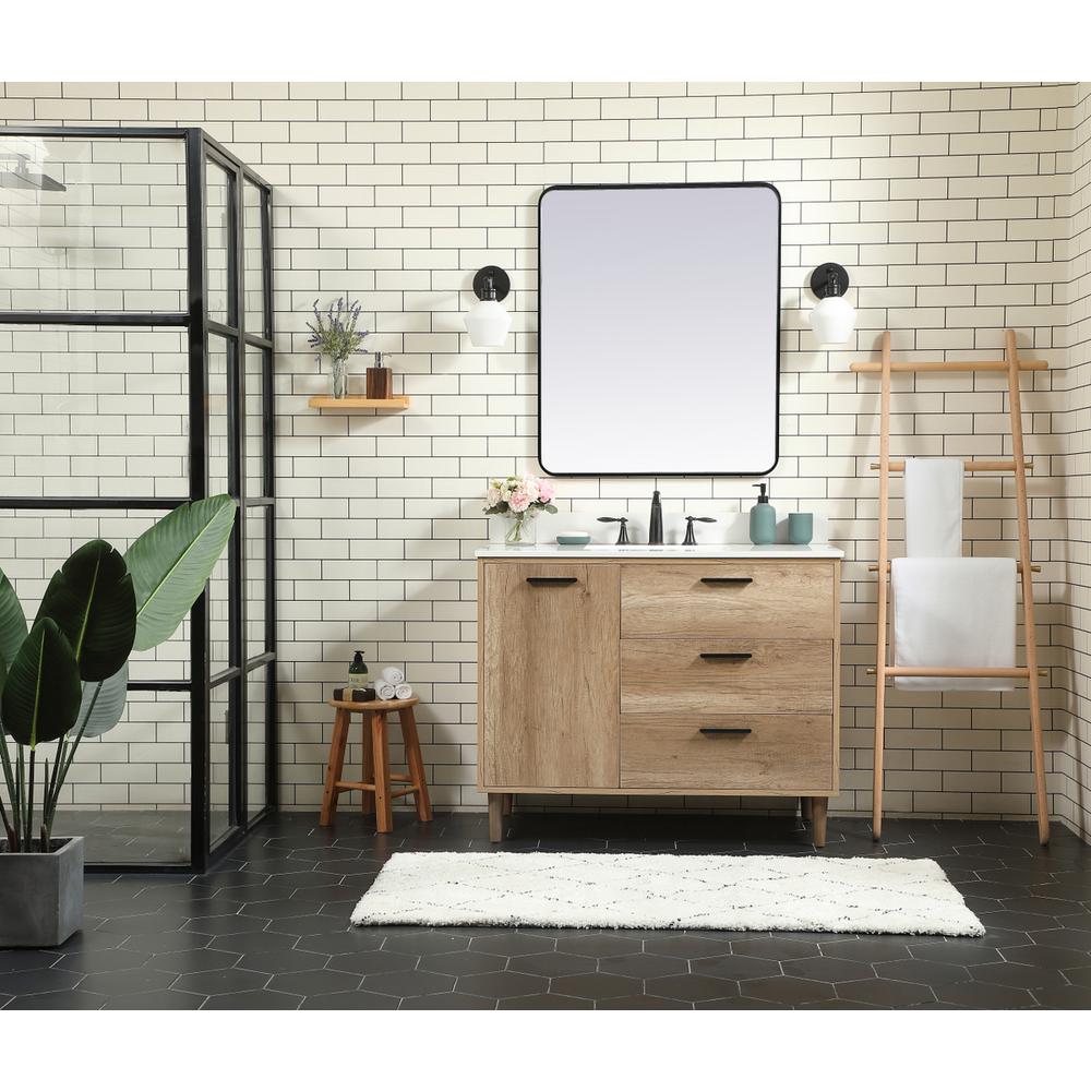 42 inch Single bathroom vanity in natural oak with backsplash. Picture 4