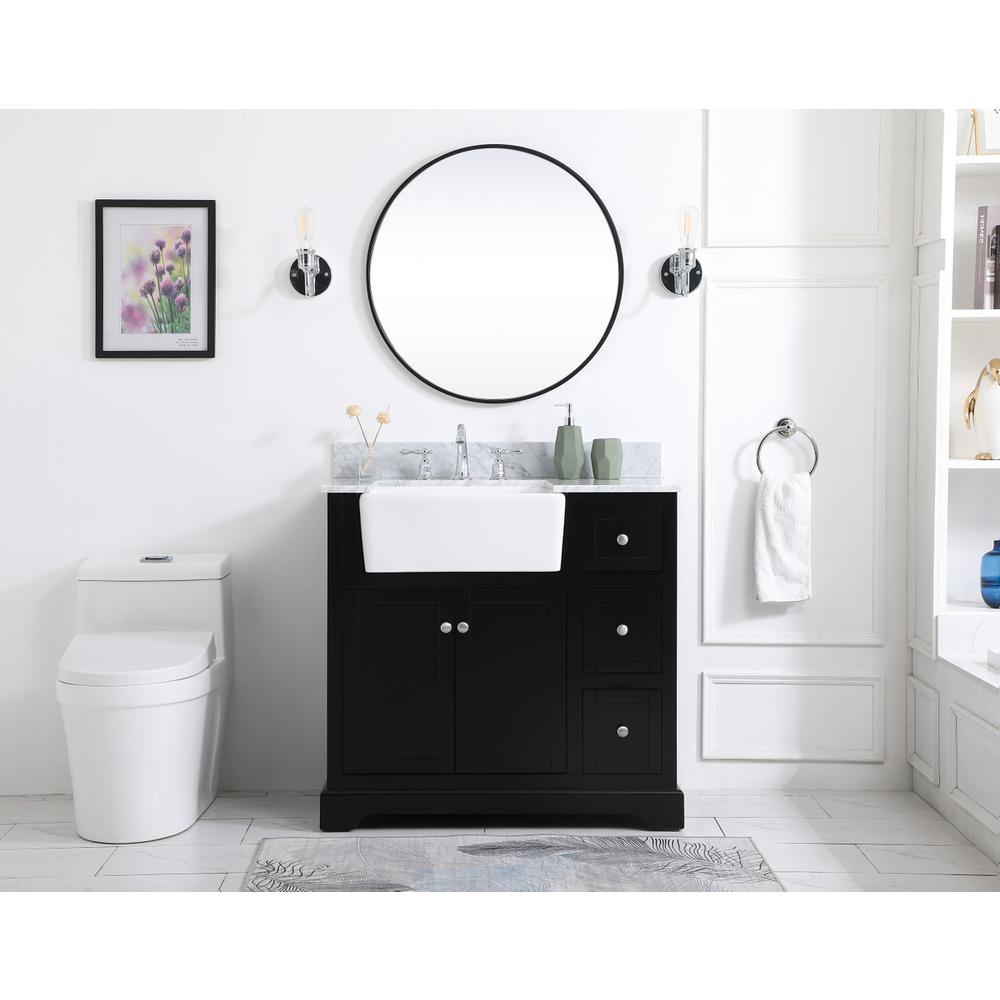 36 inch Single bathroom vanity in black with backsplash. Picture 4