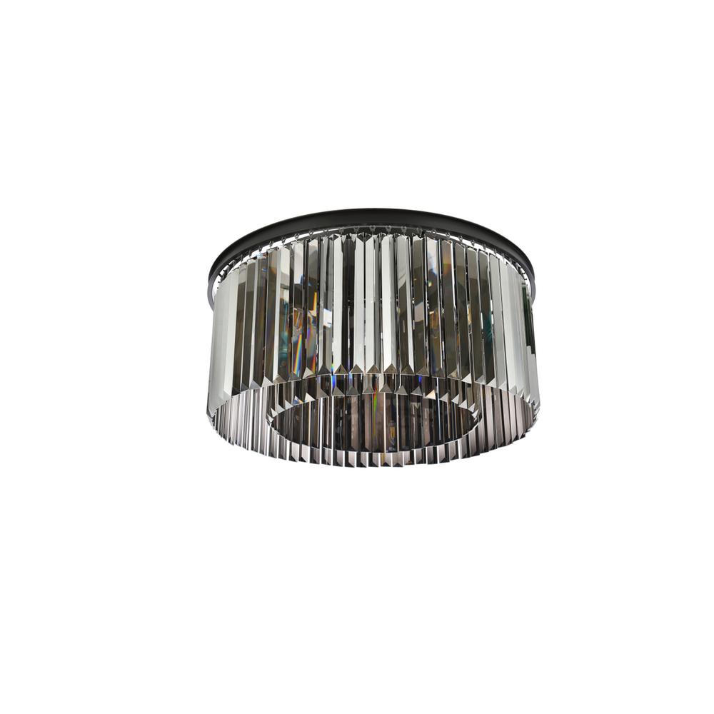 Sydney 8 light Matte Black Flush Mount Silver Shade (Grey) Royal Cut Crystal. Picture 6