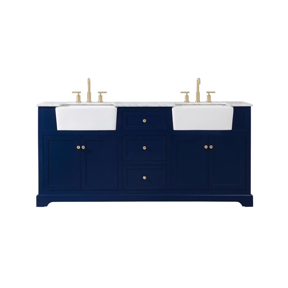 72 inch double bathroom vanity in blue. Picture 1