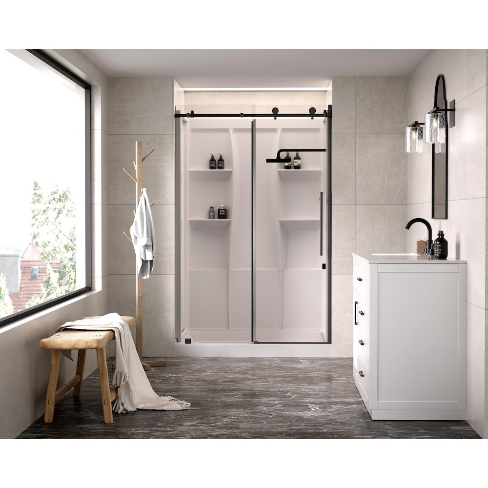 Sterling 48 Inch Alcove Shower Wall Surround In Glossy White. Picture 2