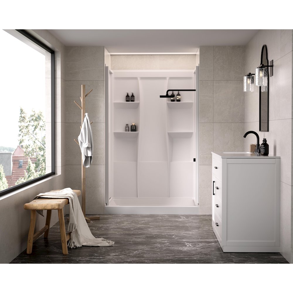 Sterling 48 Inch Alcove Shower Wall Surround In Glossy White. Picture 3