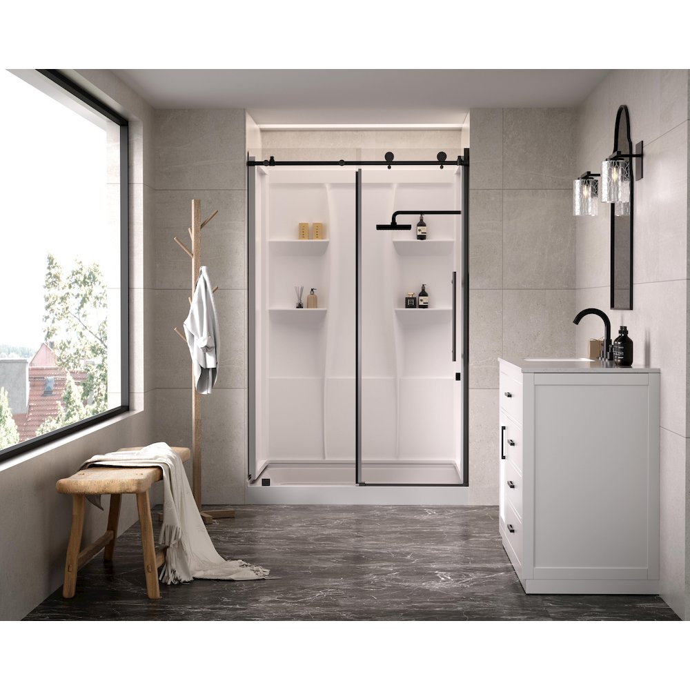 Sterling 48 Inch Alcove Shower Wall Surround In Glossy White. Picture 2