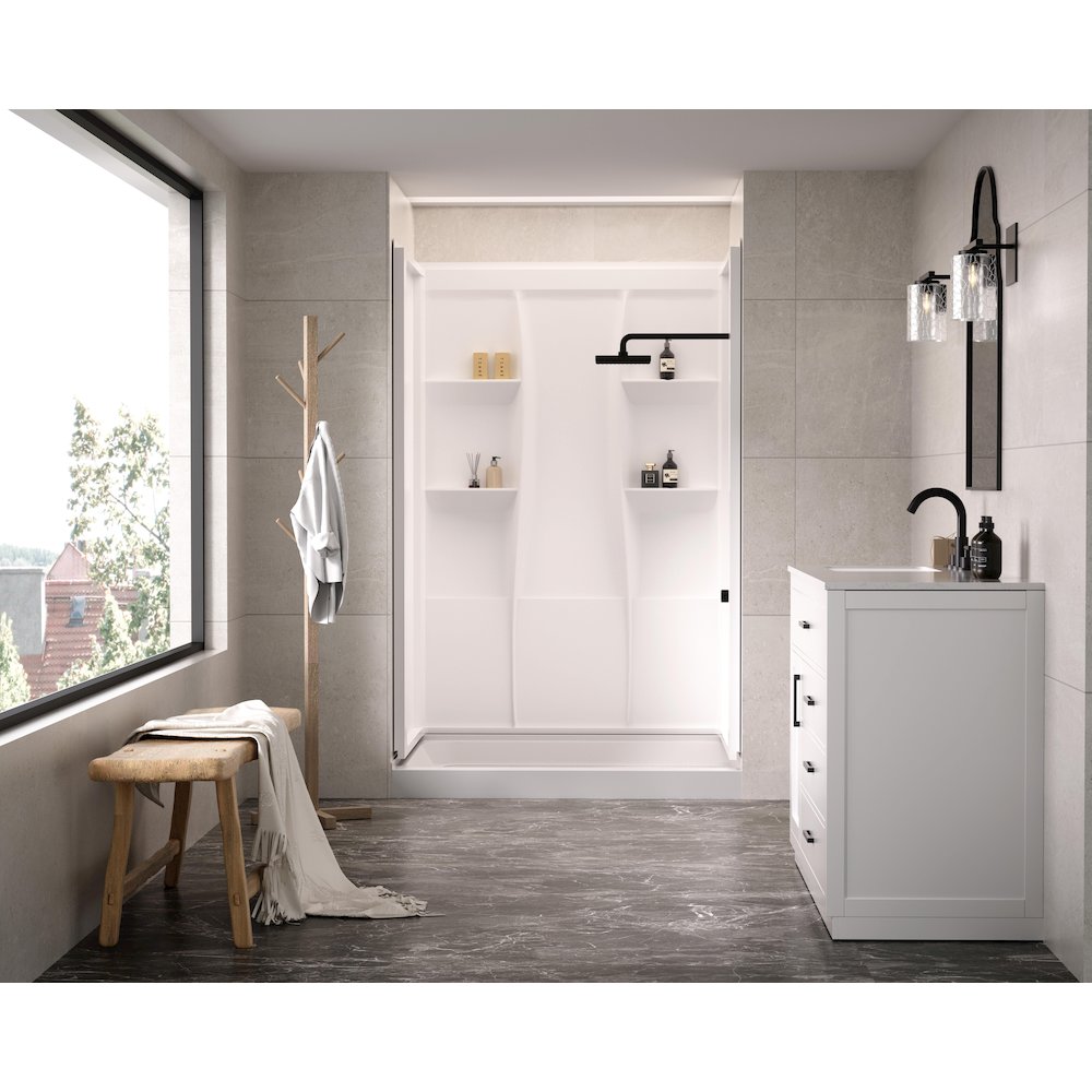 Sterling 48 Inch Alcove Shower Wall Surround In Glossy White. Picture 3