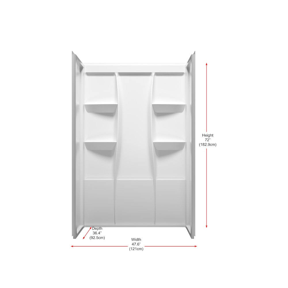 Sterling 48 Inch Alcove Shower Wall Surround In Glossy White. Picture 8