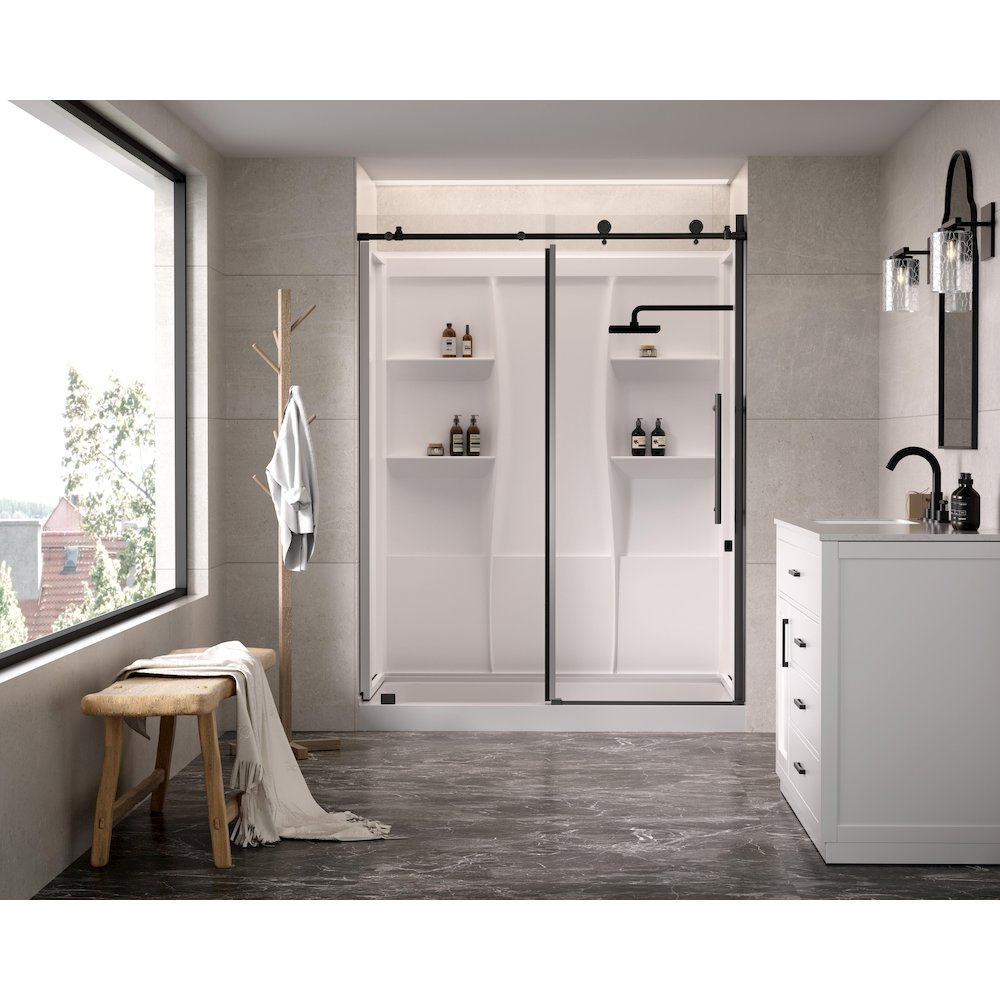 Sterling 60 Inch Alcove Shower Wall Surround In Glossy White. Picture 2