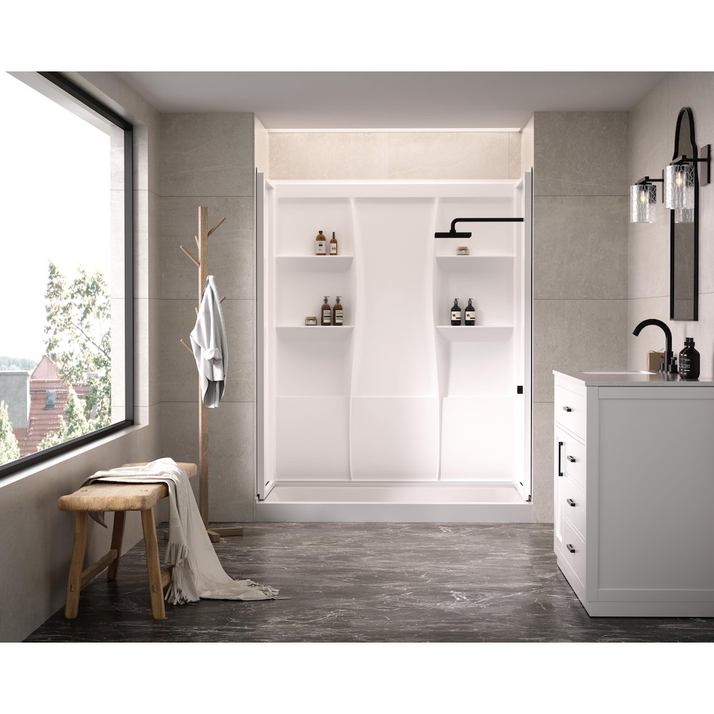 Sterling 60 Inch Alcove Shower Wall Surround In Glossy White. Picture 3