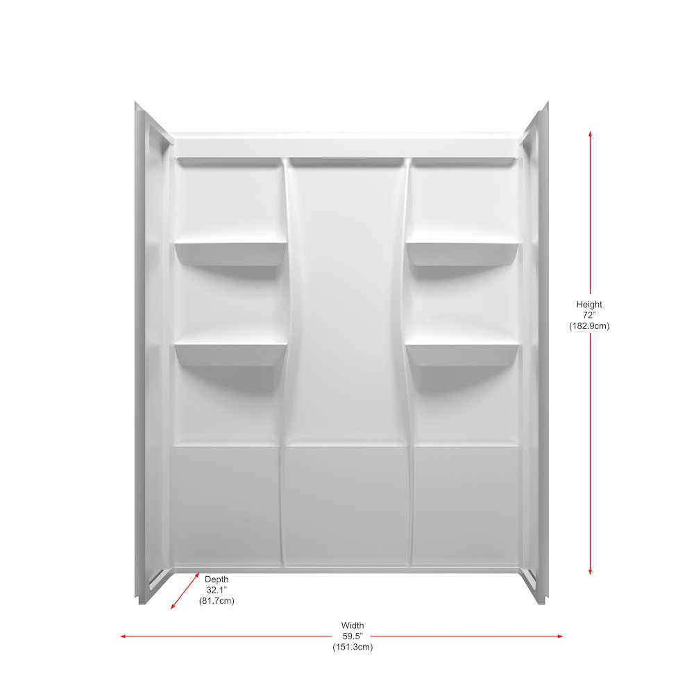 Sterling 60 Inch Alcove Shower Wall Surround In Glossy White. Picture 8