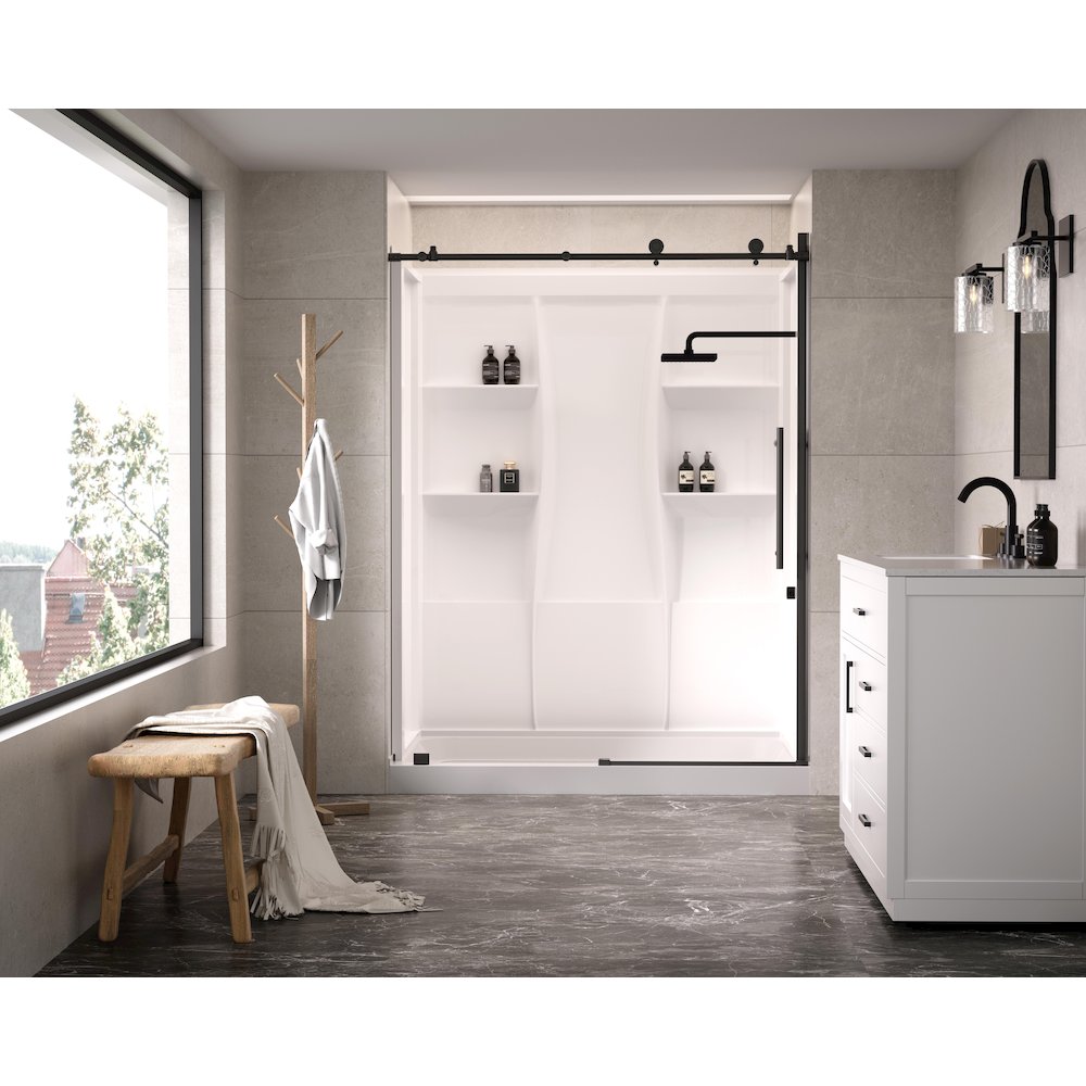 Sterling 60 Inch Alcove Shower Wall Surround In Glossy White. Picture 2