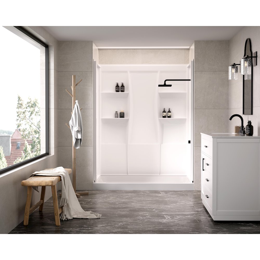 Sterling 60 Inch Alcove Shower Wall Surround In Glossy White. Picture 3