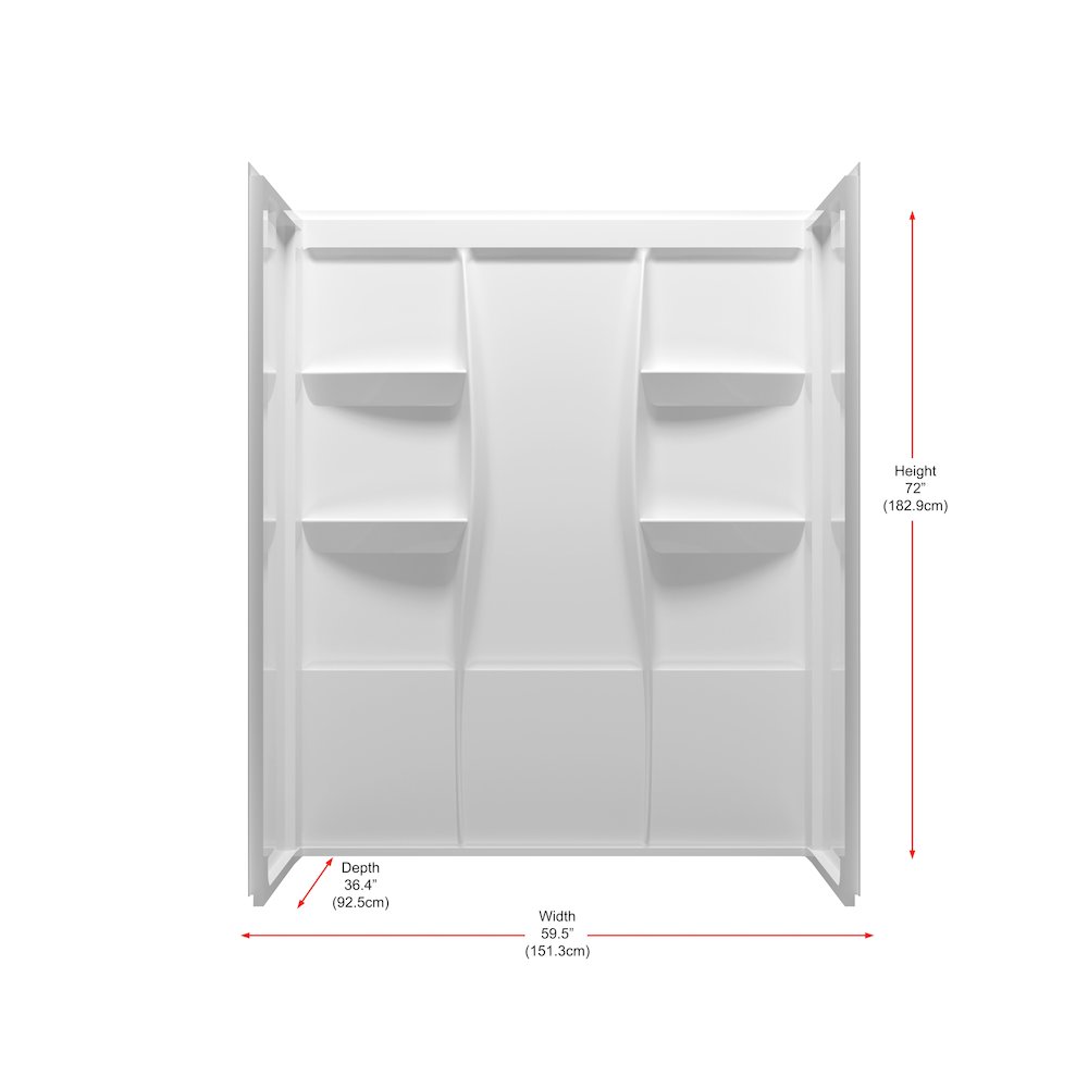 Sterling 60 Inch Alcove Shower Wall Surround In Glossy White. Picture 8