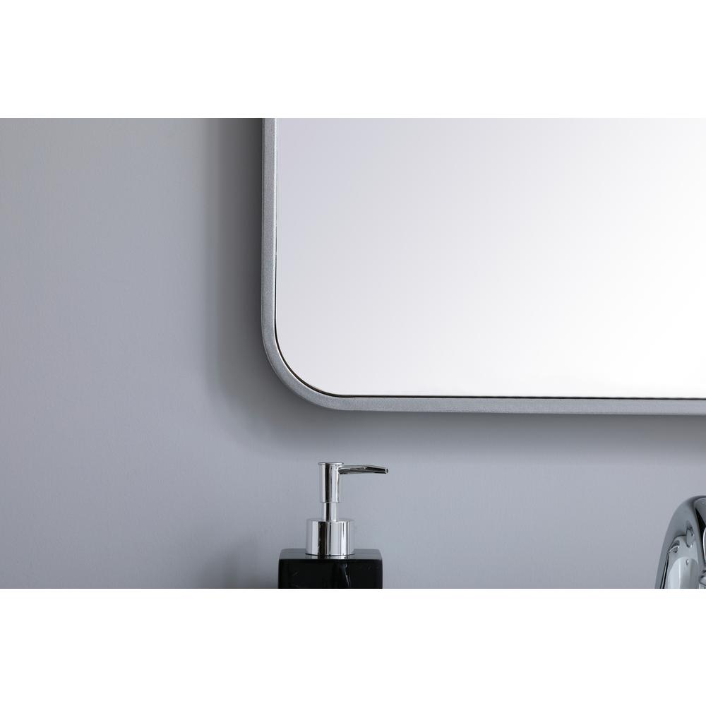 Soft corner metal rectangular mirror 22x36 inch in Silver. Picture 3
