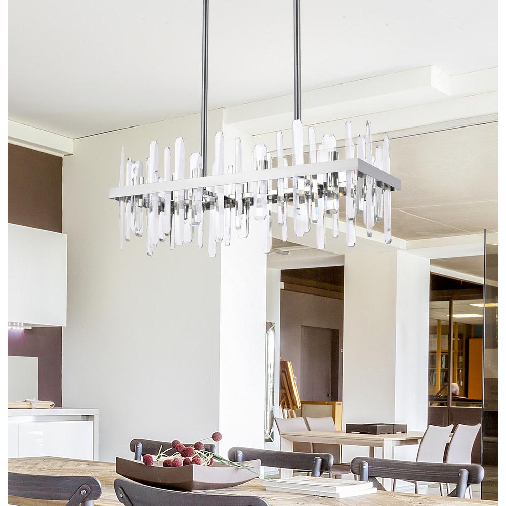 Serena 30 inch crystal rectangle chandelier in chrome. Picture 8