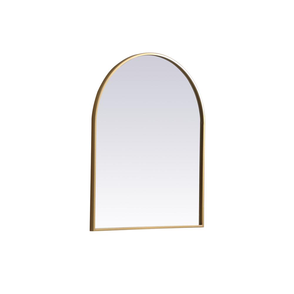 Metal Frame Arch Mirror 24x30 Inch in Brass. Picture 7