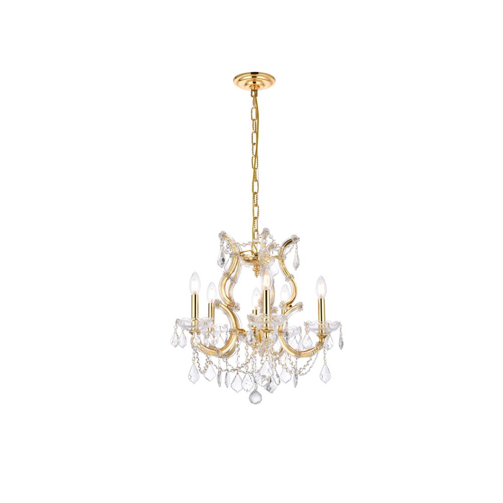 Maria Theresa 6 light Gold Pendant Clear Royal Cut Crystal. Picture 1