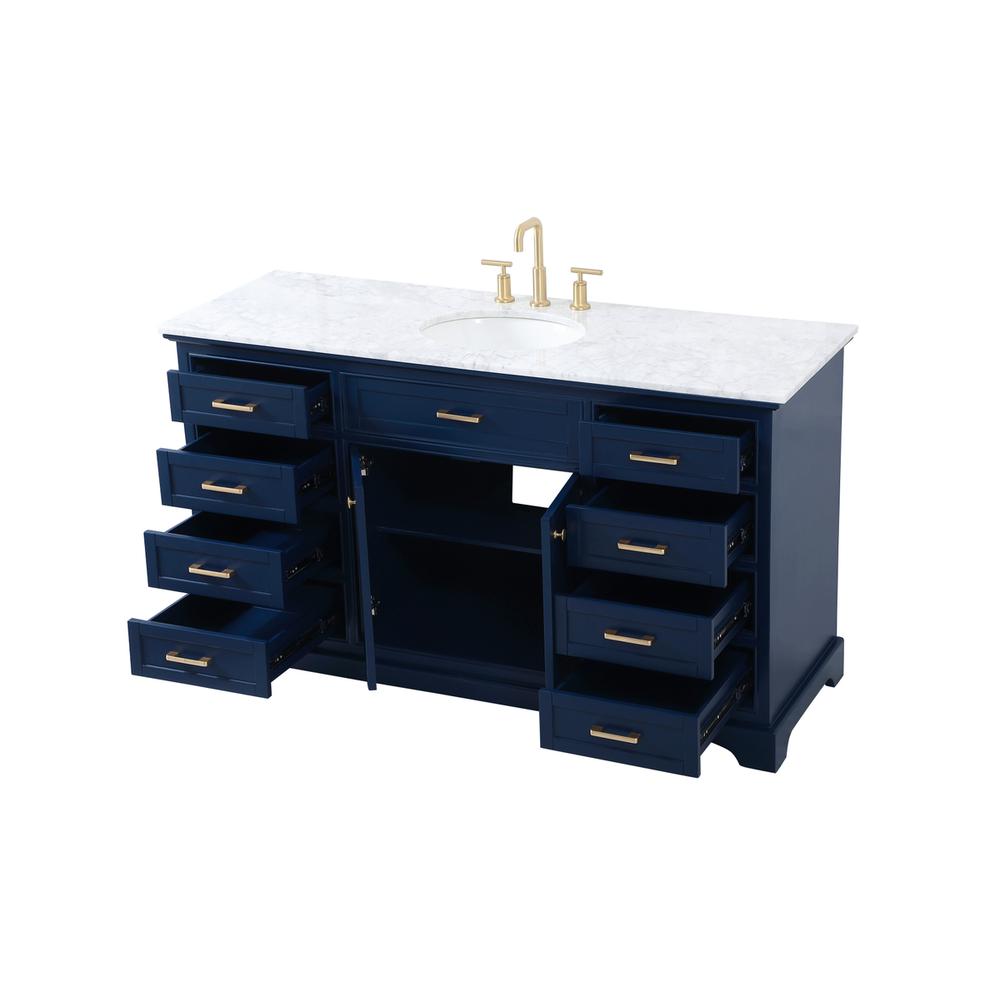 60 inch Single bathroom vanity in blue. Picture 9