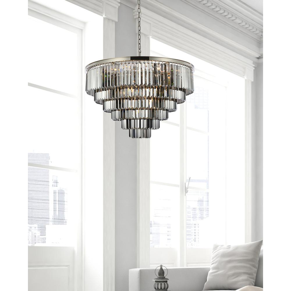 Sydney 33 light polished nickel Chandelier Silver Shade (Grey) Royal Cut Crystal. Picture 8