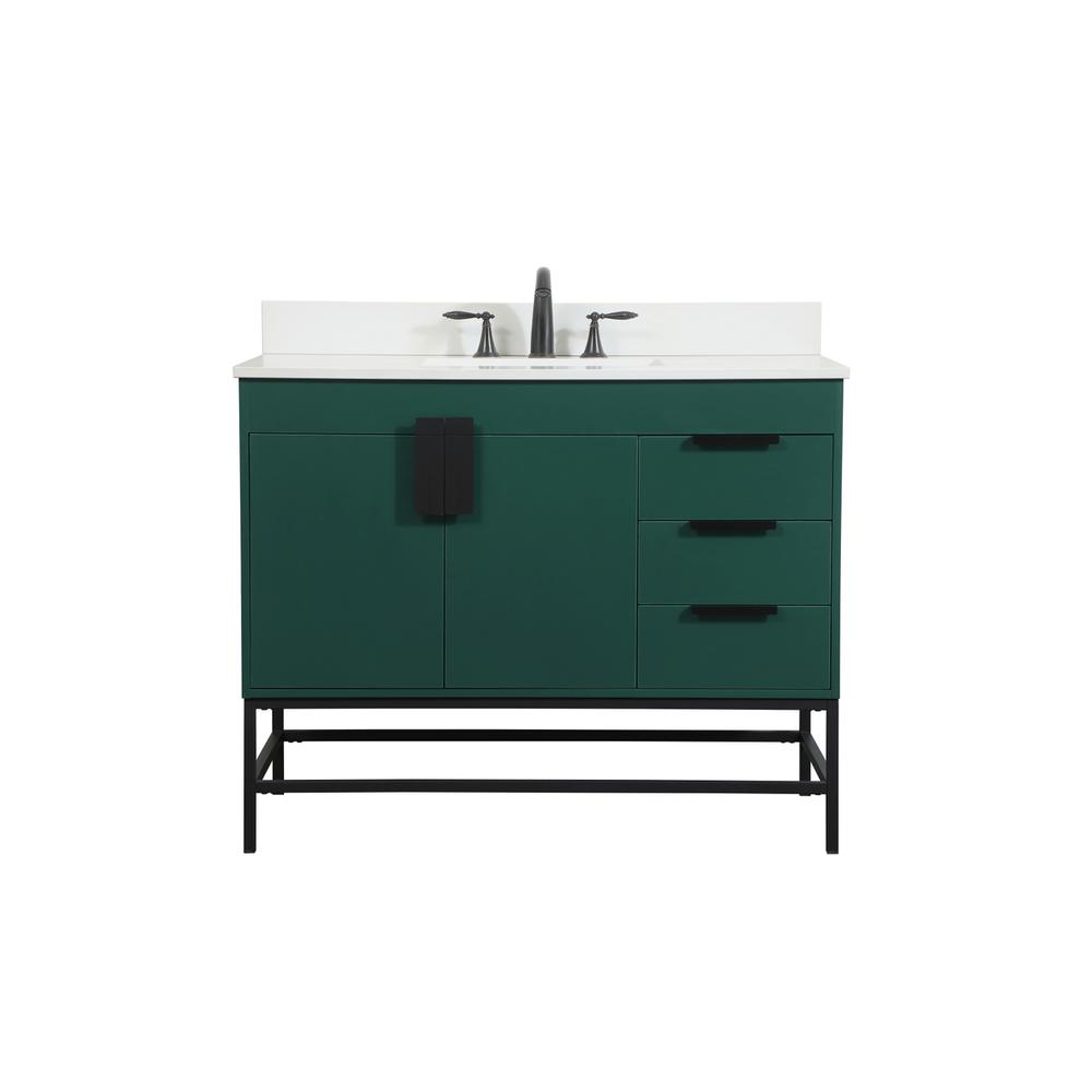 42 inch Single bathroom vanity in green with backsplash. Picture 1