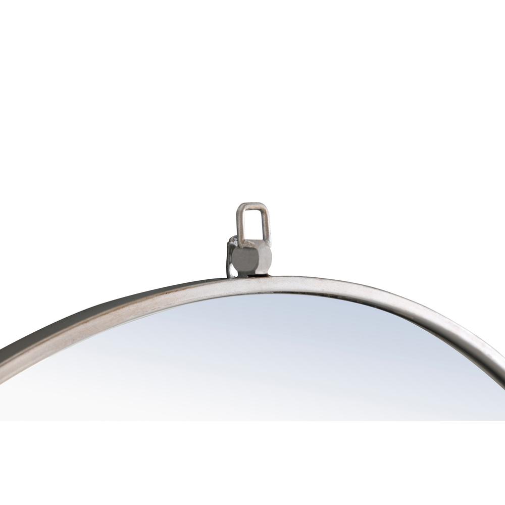 Metal frame Round Mirror with decorative hook 24 inch Silver finish. Picture 5