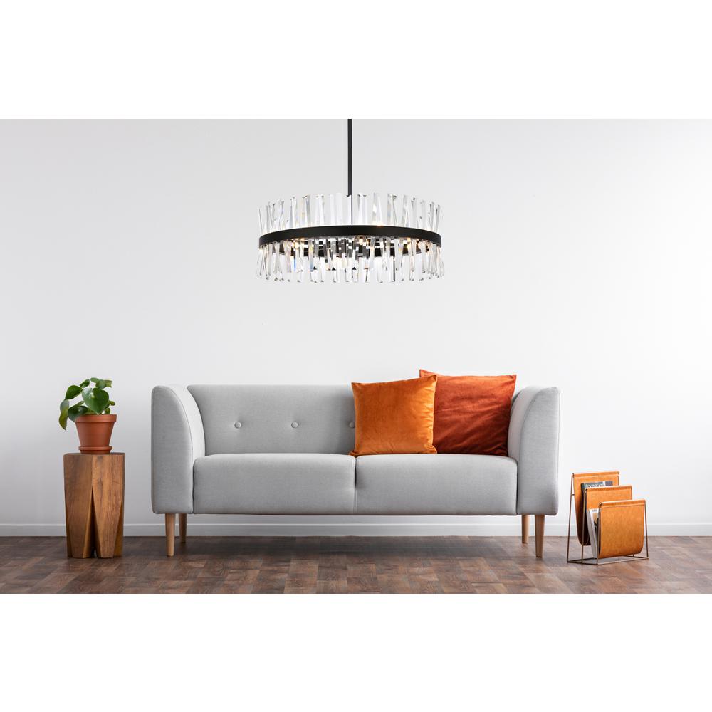 Serephina 32 inch crystal round chandelier light in black. Picture 7