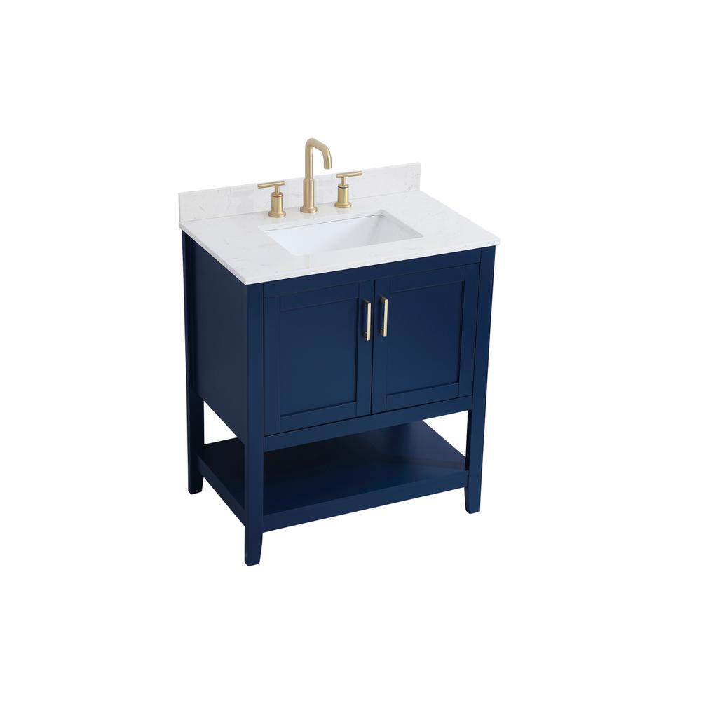 30 inch Single Bathroom Vanity in Blue with Backsplash. Picture 8