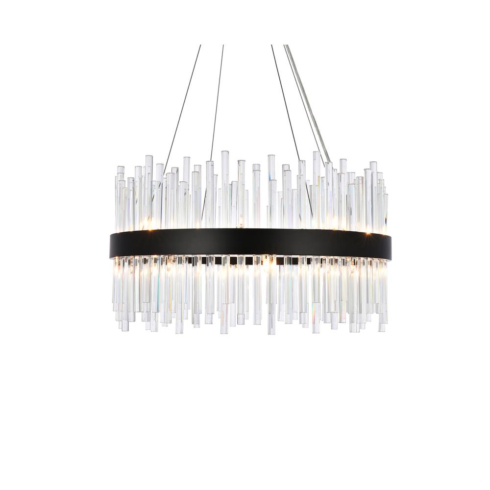 Dallas 25 inch round crystal pendant in black. Picture 2