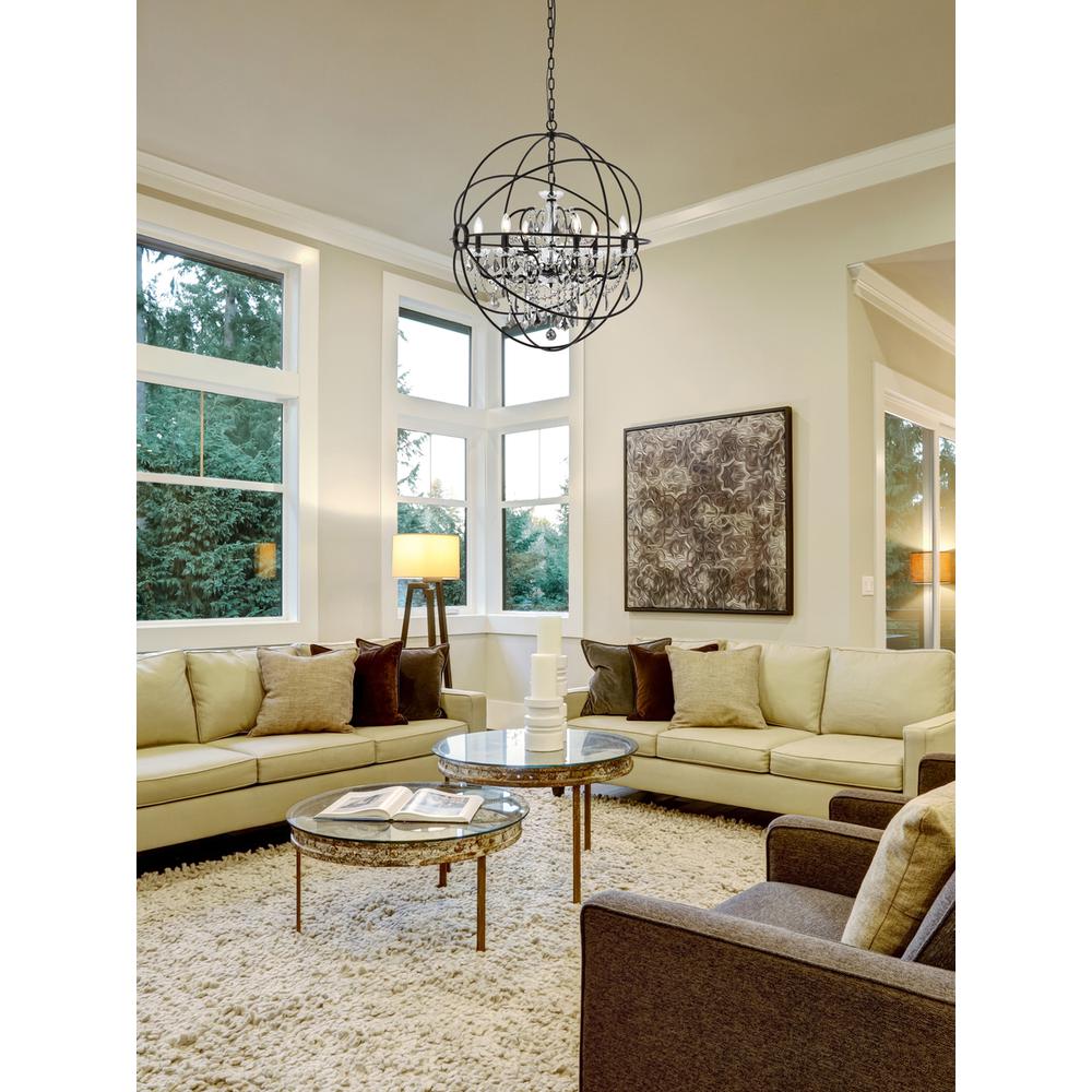 Geneva 6 light Dark Bronze Chandelier Silver Shade (Grey) Royal Cut crystal. Picture 8