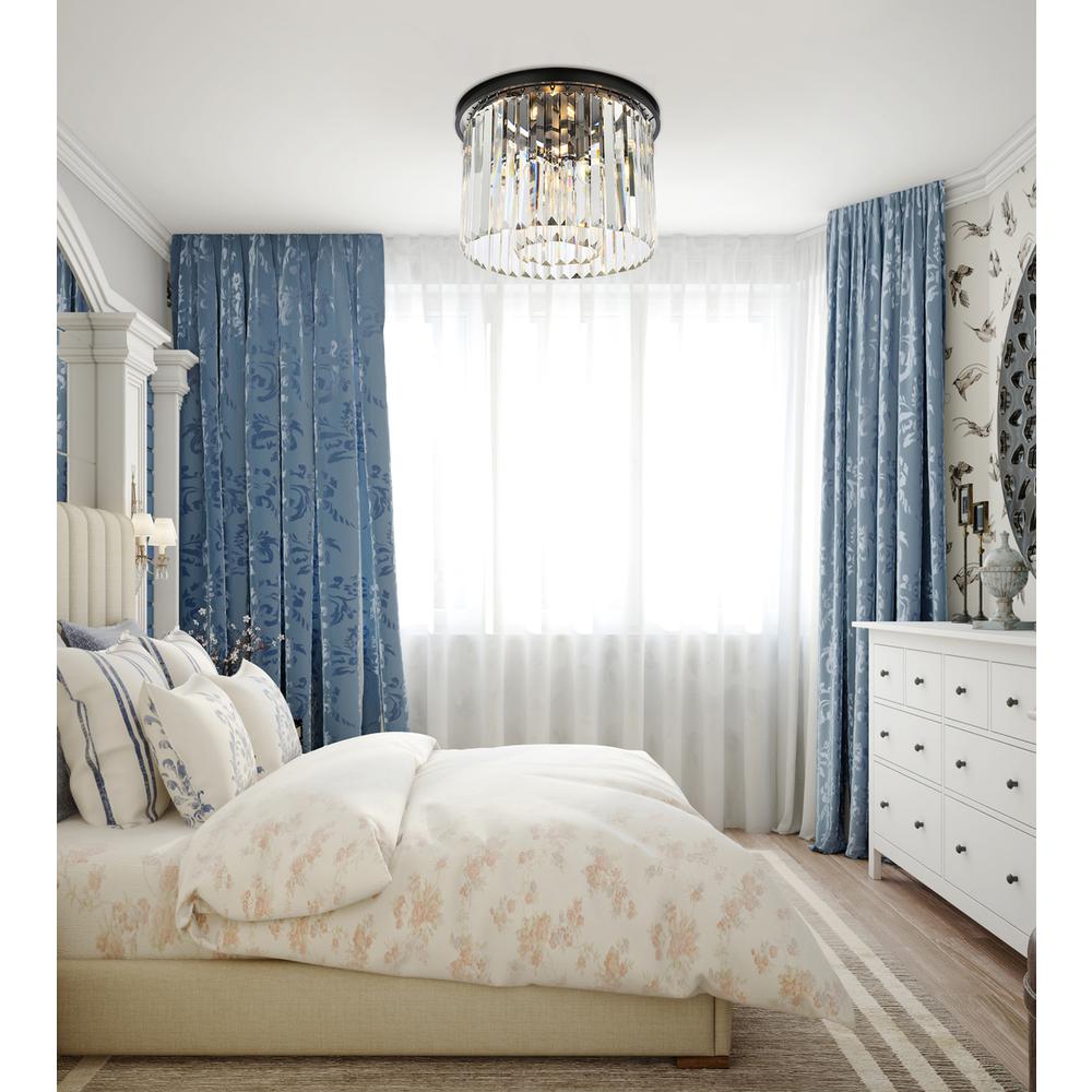 Sydney 6 light Matte Black Flush Mount Clear Royal Cut Crystal. Picture 8