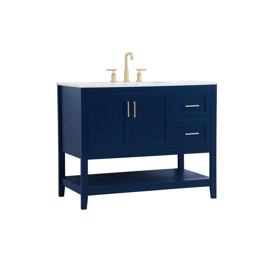 42 inch Single Bathroom Vanity in Blue. Picture 6