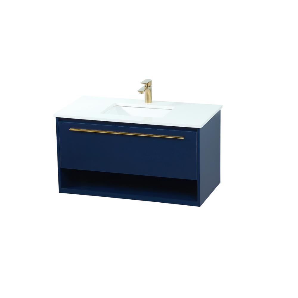 36 inch Single bathroom vanity in blue. Picture 8