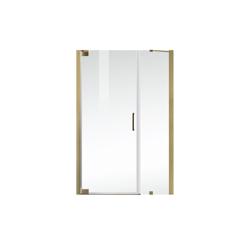 Semi-frameless hinged shower door 48 x 72 Brushed Gold. Picture 10