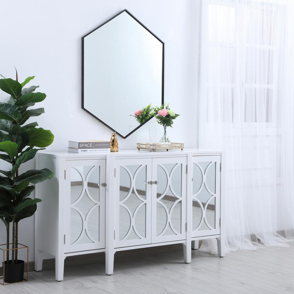 Metal frame hexagon mirror 30 inch in Black. Picture 3