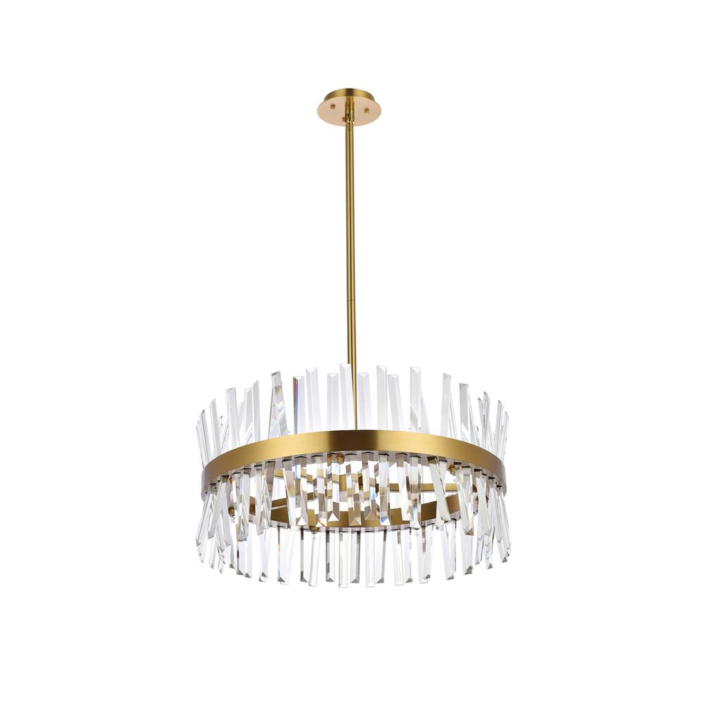 Serephina 25 inch crystal round pendant light in satin gold. Picture 6