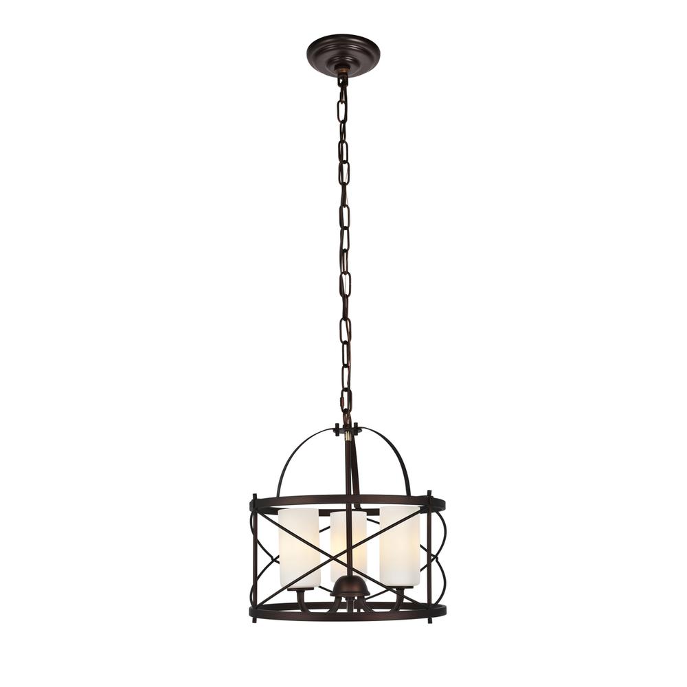 Pendant D15.8 H17.3 Lt:3 Dark Copper Brown And Frosted White Finish. Picture 1