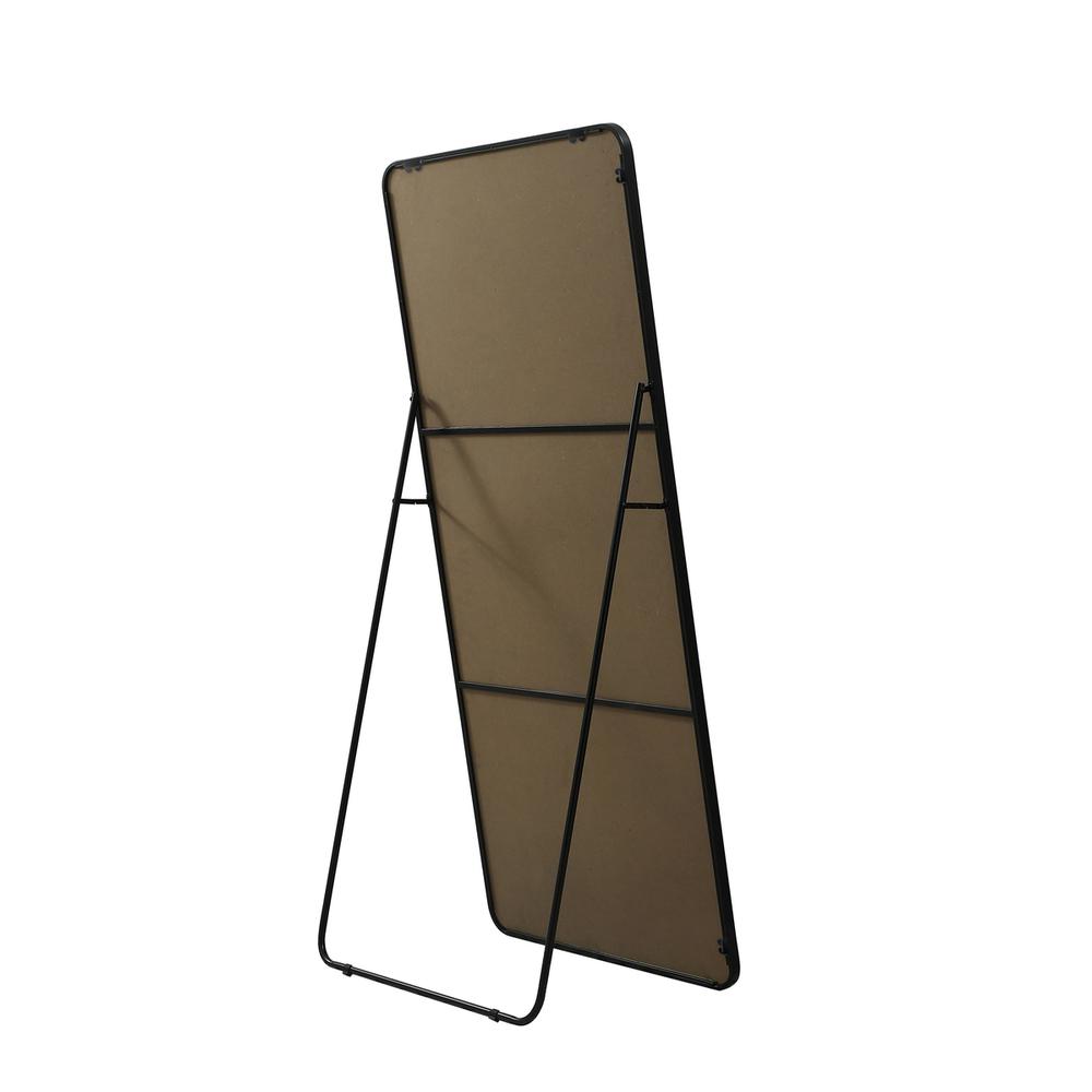 Soft Corner Metal Rectangle Full Length Mirror 32x72 Inch in Black. Picture 9