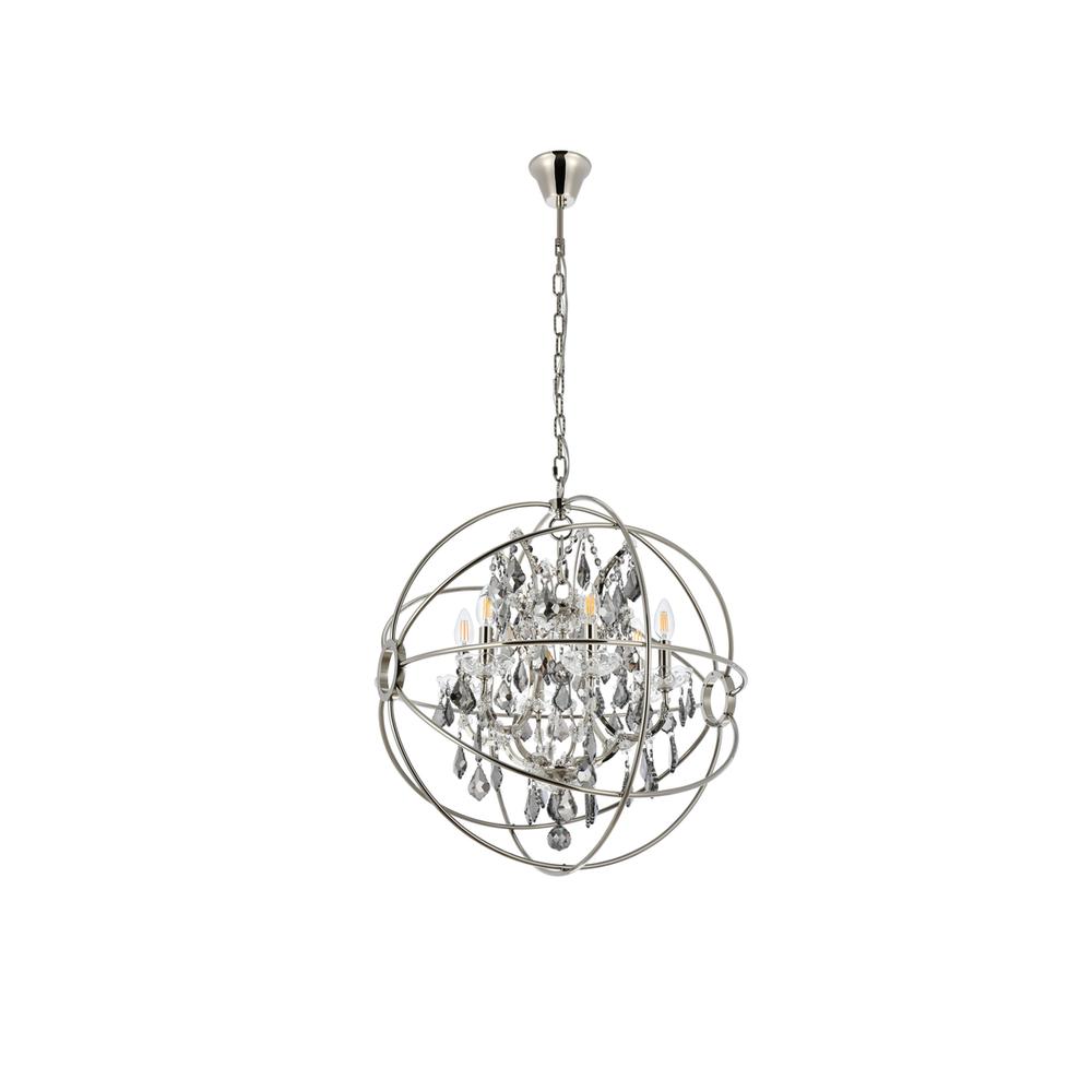 Geneva 6 light polished nickel Chandelier Silver Shade (Grey) Royal Cut crystal. Picture 6