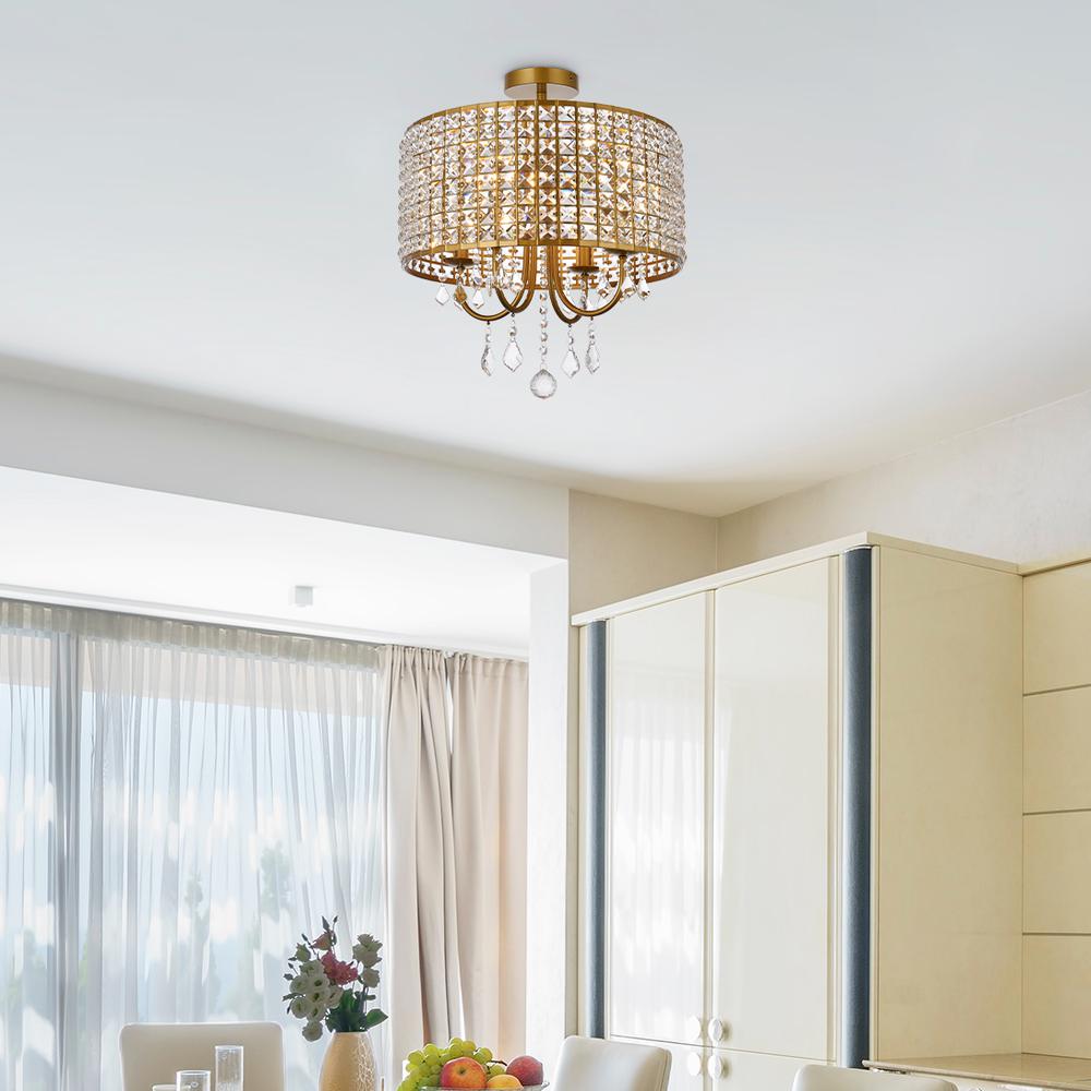 Elise 17 inch flush mount in brass. Picture 8