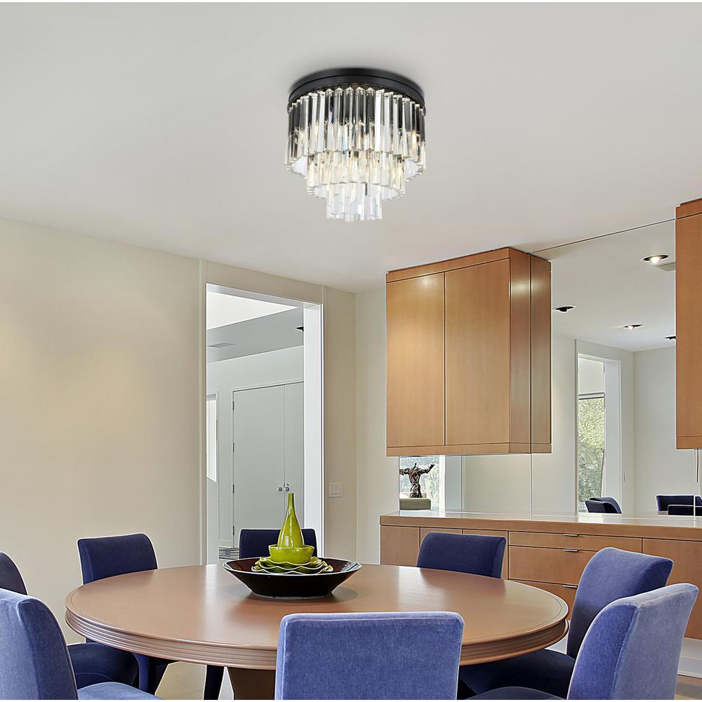 Sydney 9 light Matte Black Flush Mount Clear Royal Cut Crystal. Picture 8