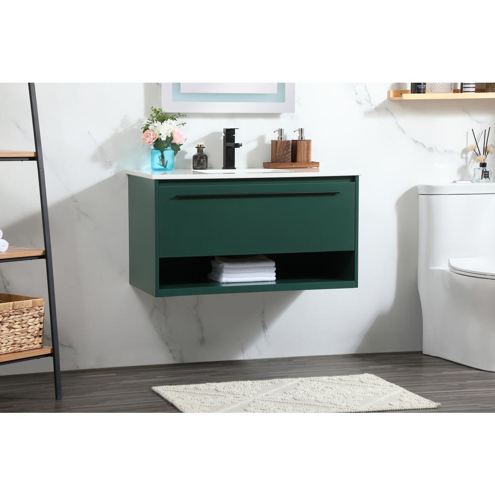 36 inch Single bathroom vanity in green. Picture 2