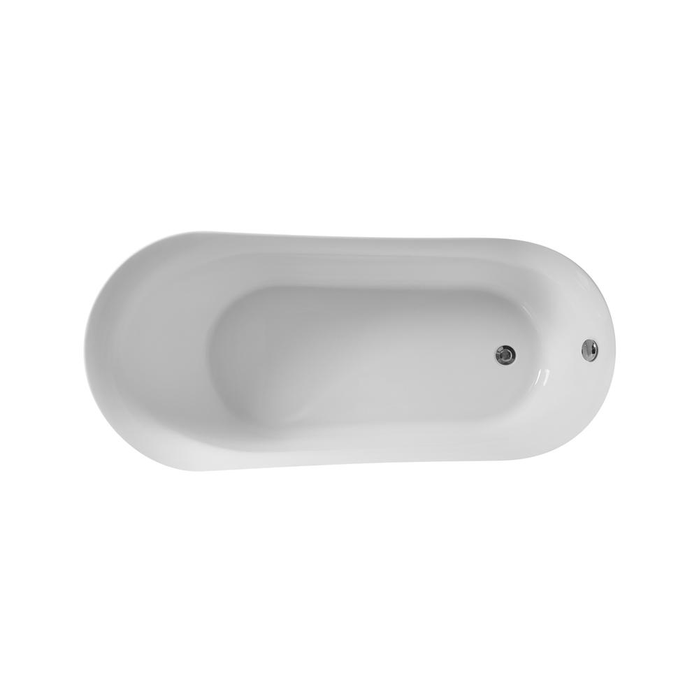 67 inch soaking Single slipper bathtub in glossy white. Picture 9
