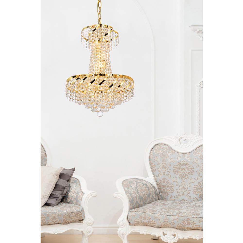 Belenus 6 light Gold Pendant Clear Royal Cut Crystal. Picture 7