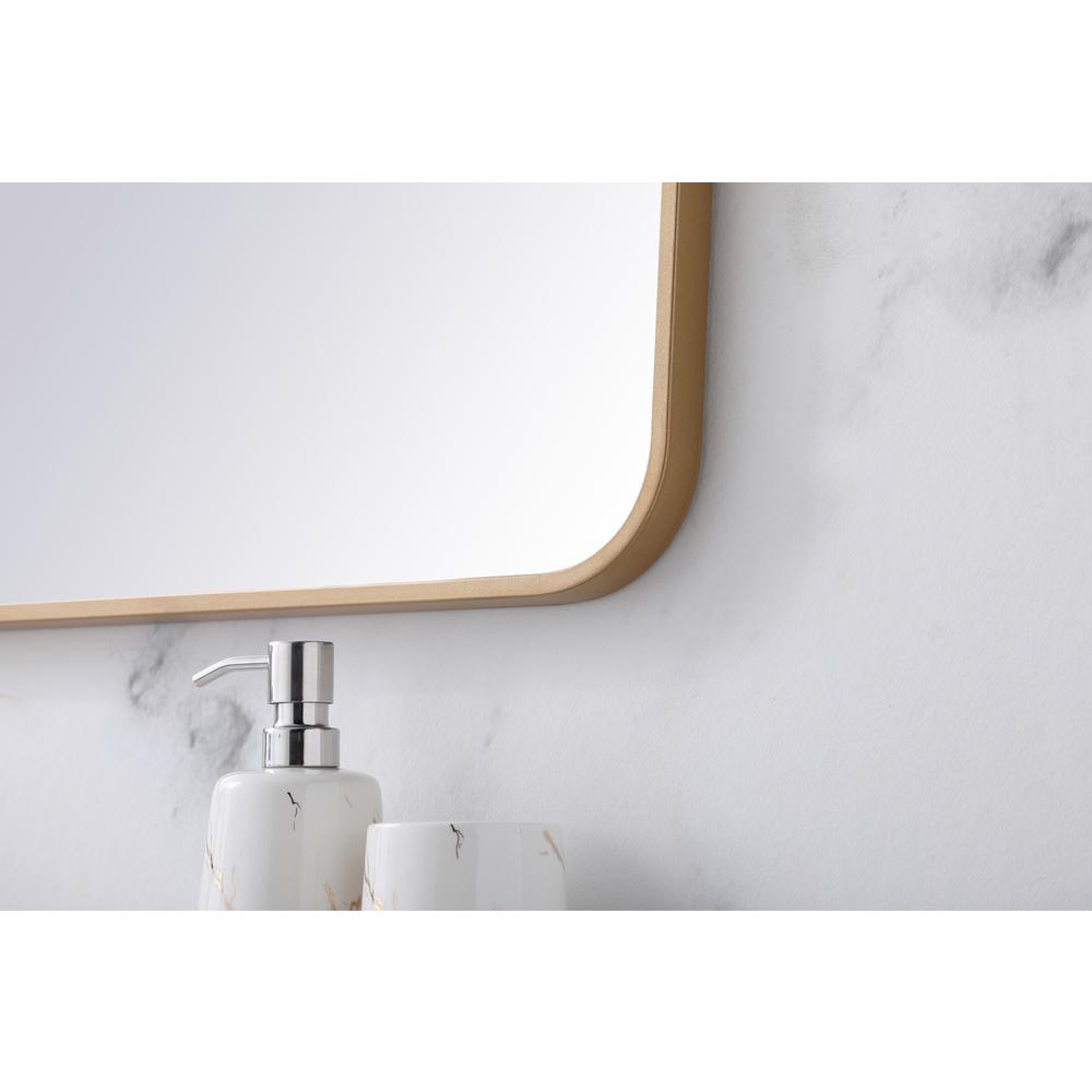 Soft corner metal rectangular mirror 36x40 inch in Brass. Picture 3