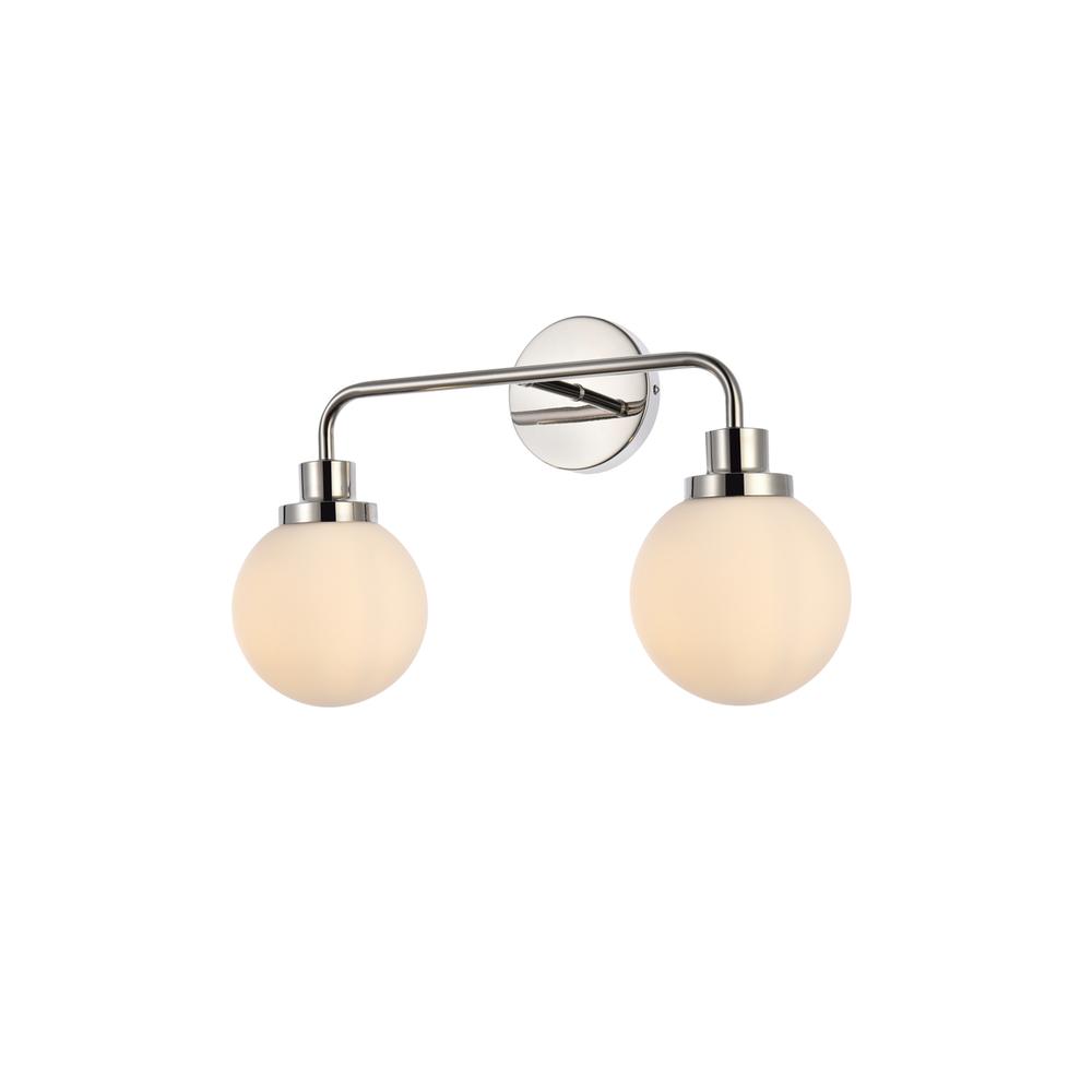 Hanson 2 lights bath sconce in polished nickel with frosted shade. Picture 2