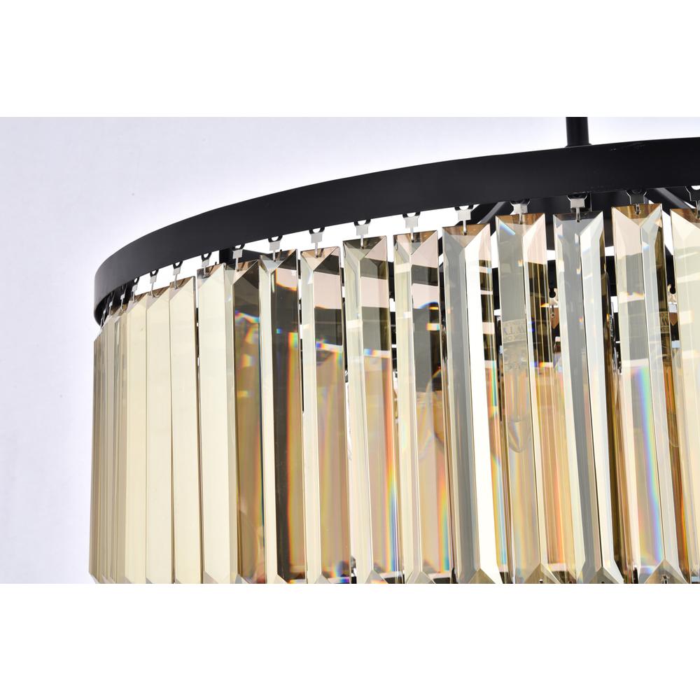 Chelsea 10 light Matte Black Chandelier Golden Teak (Smoky) Royal Cut Crystal. Picture 5