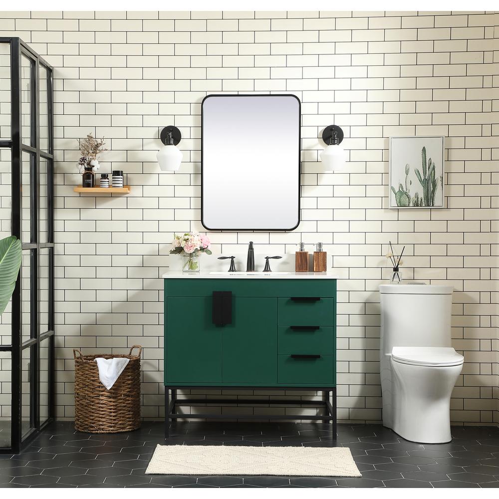 36 inch Single bathroom vanity in green with backsplash. Picture 4