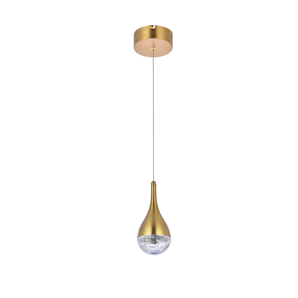 Amherst 5 inch LED pendant in satin gold. Picture 6