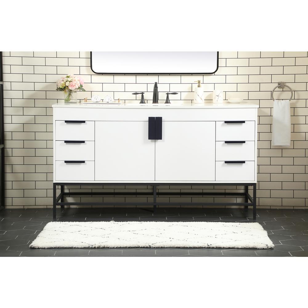 60 inch Single bathroom vanity in white. Picture 14