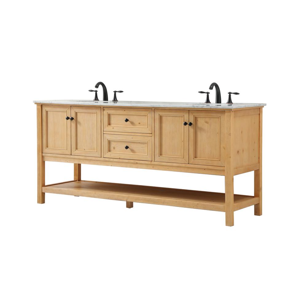 72 inch double bathroom vanity in natural wood. Picture 7