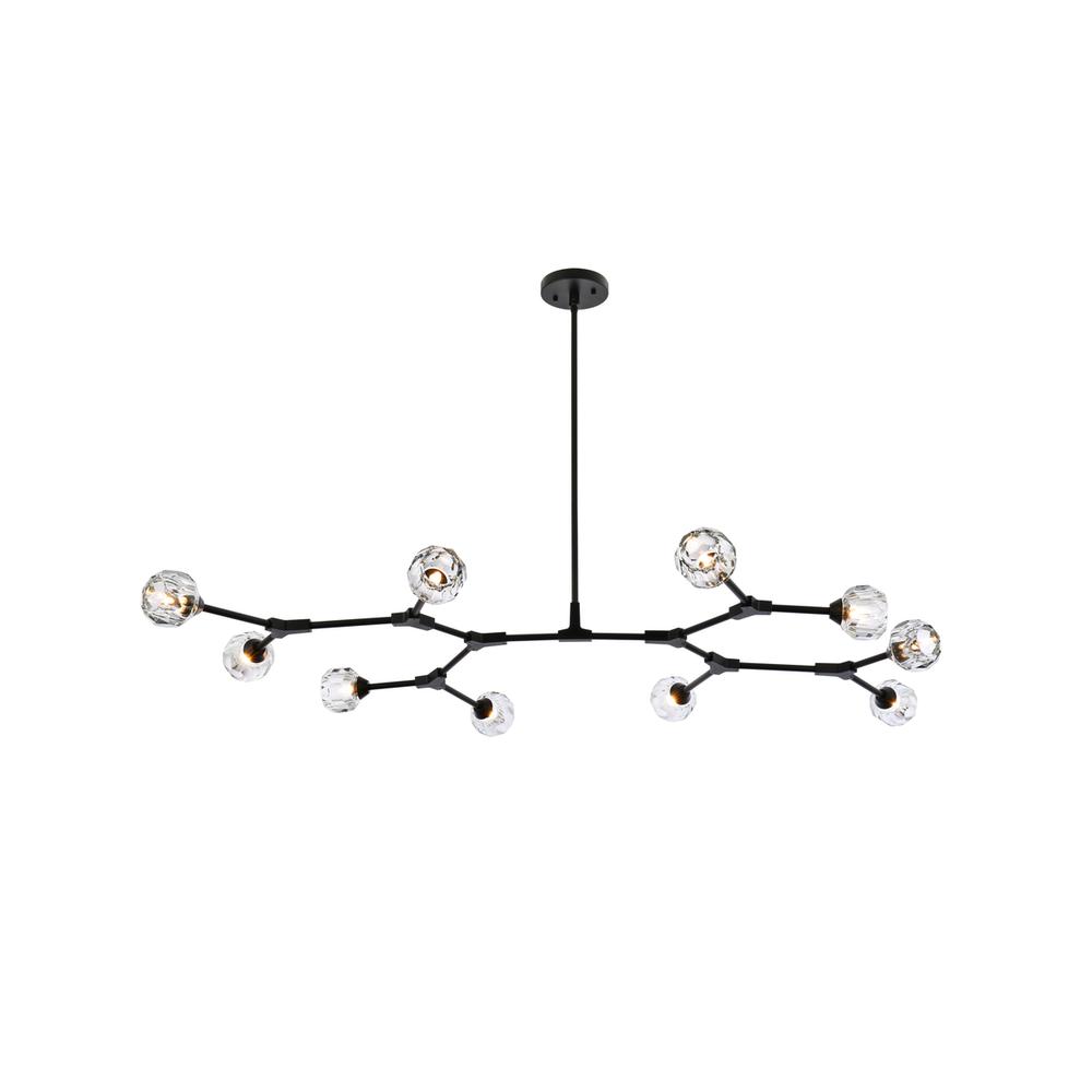 Zayne 10 Light Pendant in Black. Picture 1