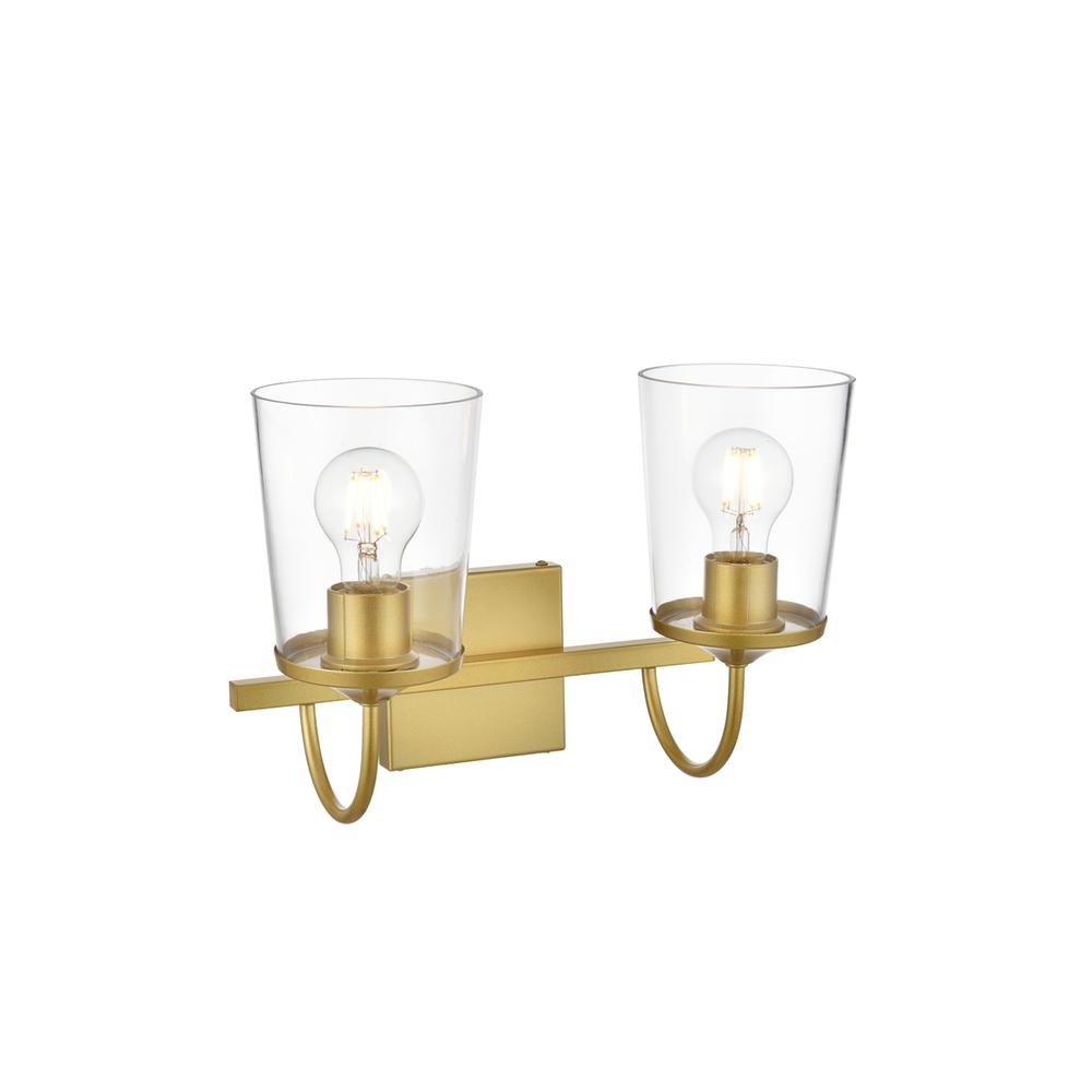 Avani 2 light Brass and Clear Bath Sconce. Picture 3